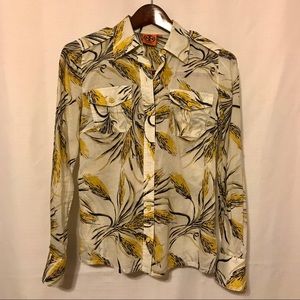 TORY BURCH Printed Button Up Top SIZE 2 FLAWLESS